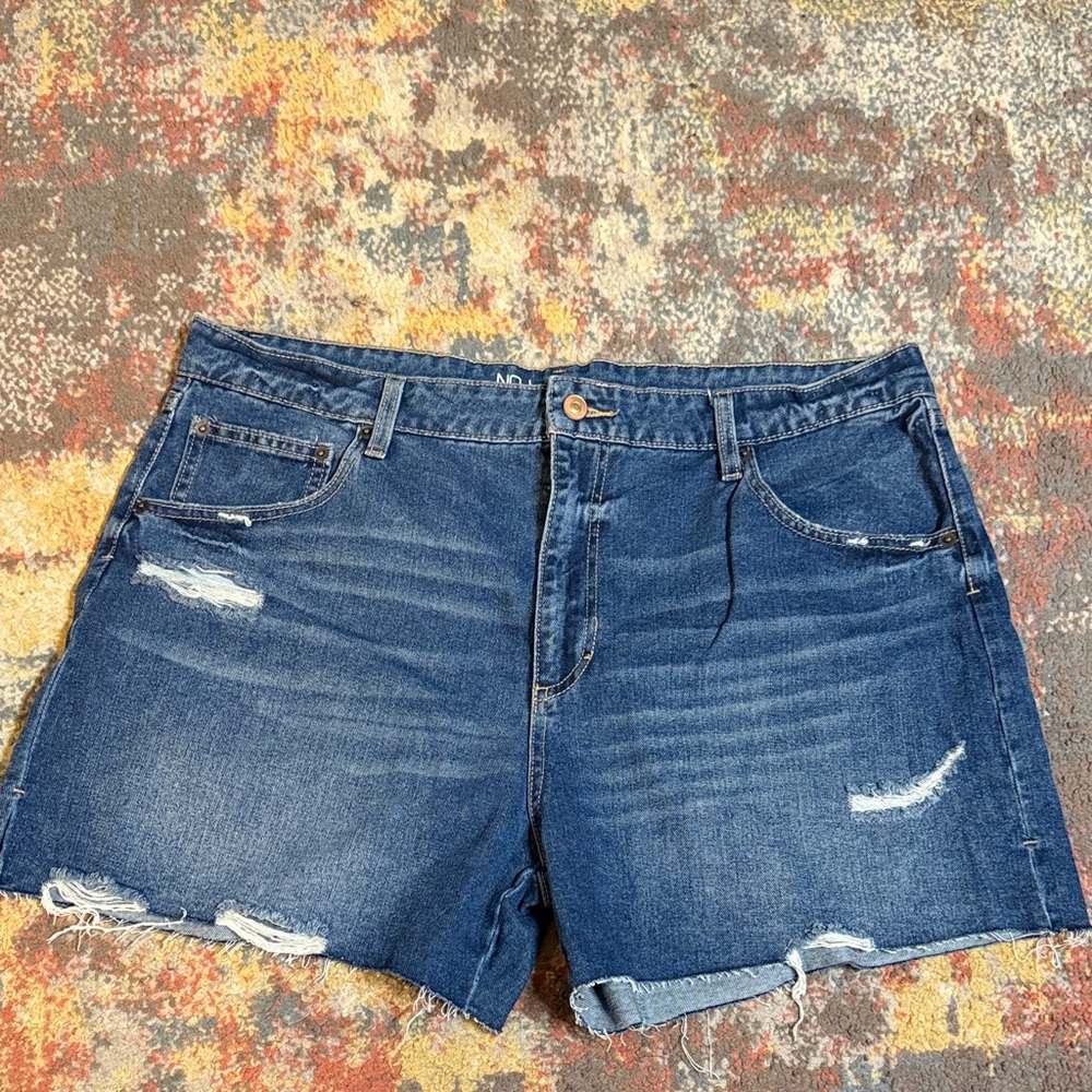 No Boundaries Dark Blue Ripped Jean Shorts